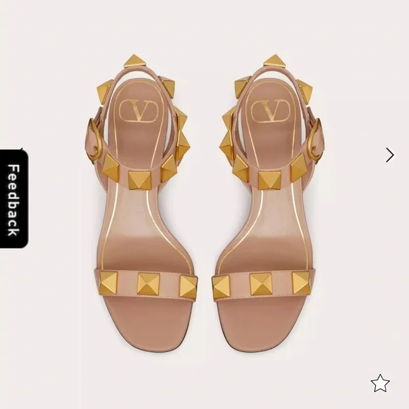 Valentino Garavani Gold and Tan Sandals - Picture 9 of 12